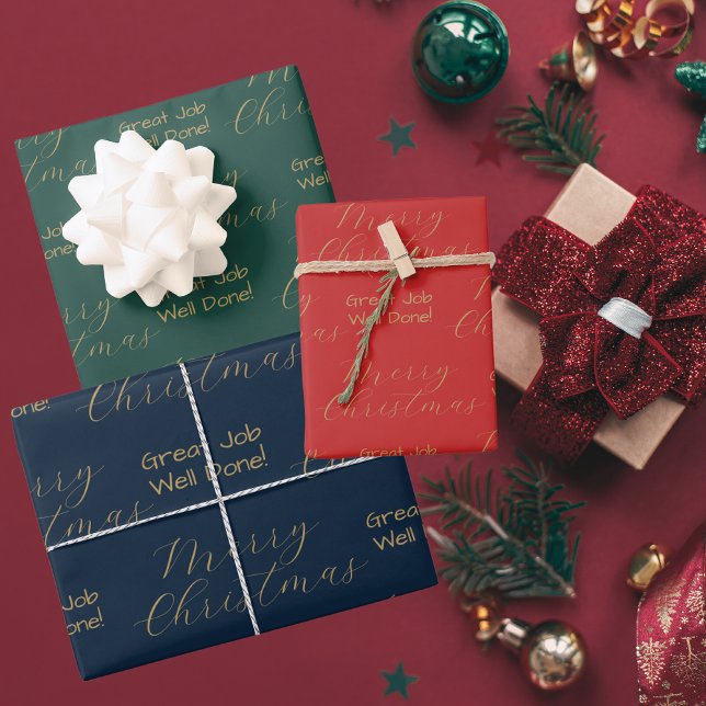 Feuille De Papier Cadeau Bien joué | Joyeux Noël Employé Affaires (Créateur téléchargé)