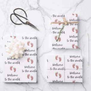 Feuille De Papier Cadeau Bienvenue Dans Le Monde Papiers Enveloppants Pour 