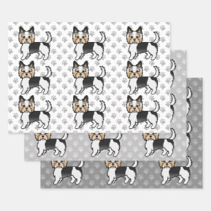 Feuille De Papier Cadeau Biewer Terrier mignon Motif de dessin de chien