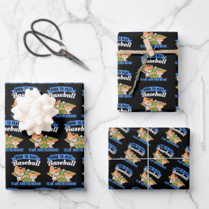 Feuille De Papier Cadeau Big Brother Little Brother - Joueurs De Baseball