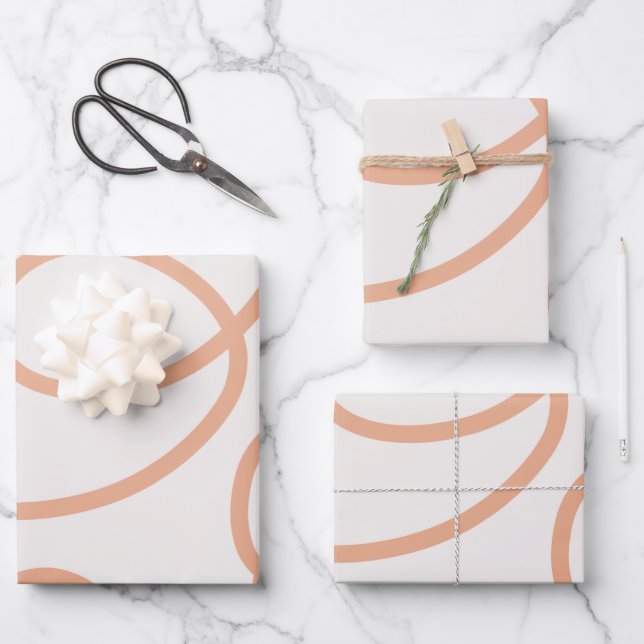 Feuille De Papier Cadeau Bige neutre Abstrait Mini-trait de trait (Recto)