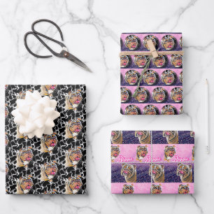 Feuille De Papier Cadeau Biggie le Bulldog ensemble de cadeaux de 3