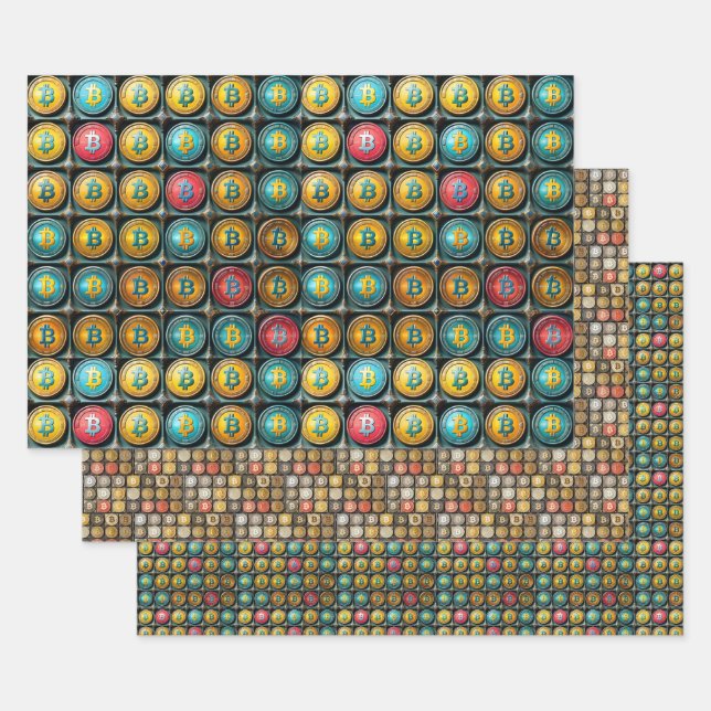 Feuille De Papier Cadeau Bitcoin Cryptomonnaie Collection Enveloppe cadeau (Lot)