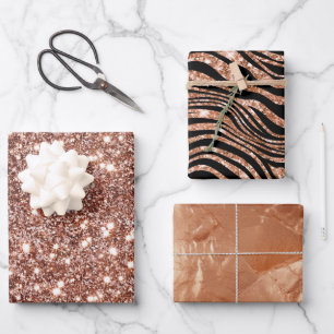 Feuille De Papier Cadeau Black Rose Gold Zebra