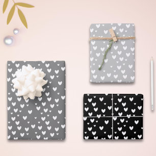 Feuille De Papier Cadeau Black White Heart Motif Saint Valentin