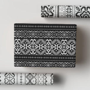 Feuille De Papier Cadeau Black & White Nordic Winter Sweat Noël
