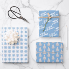Feuille De Papier Cadeau Blanc | Bleu glace | Noël