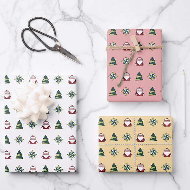 Feuille De Papier Cadeau Blanc, Peppermenthe, Marzipan Origami Noël (Recto)