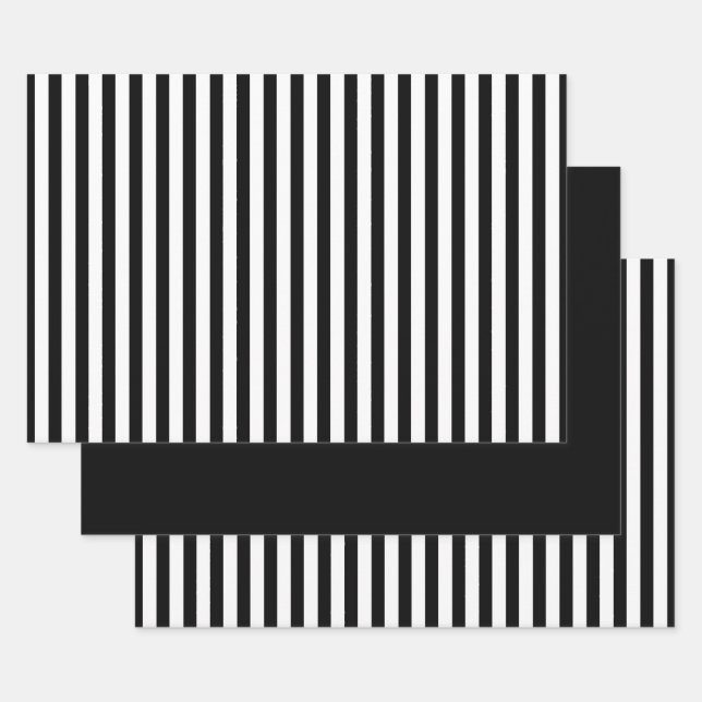 Feuille De Papier Cadeau Blancs noirs simples Motif géométrique (Lot)