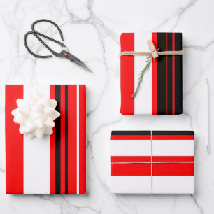 Feuille De Papier Cadeau Blancs rouges et noirs