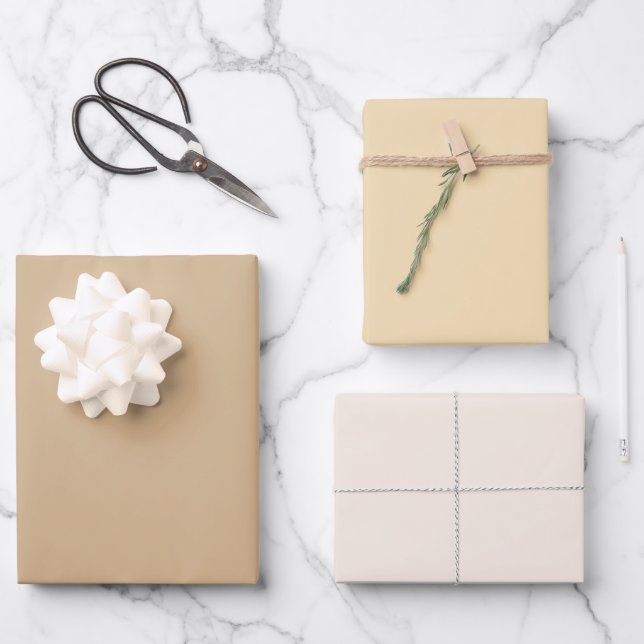 Feuille De Papier Cadeau Blé uni clair Tissu Tan Tissu 3 Tons (Recto)
