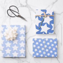 Bleu avec amusant, Motif d'étoiles blanches