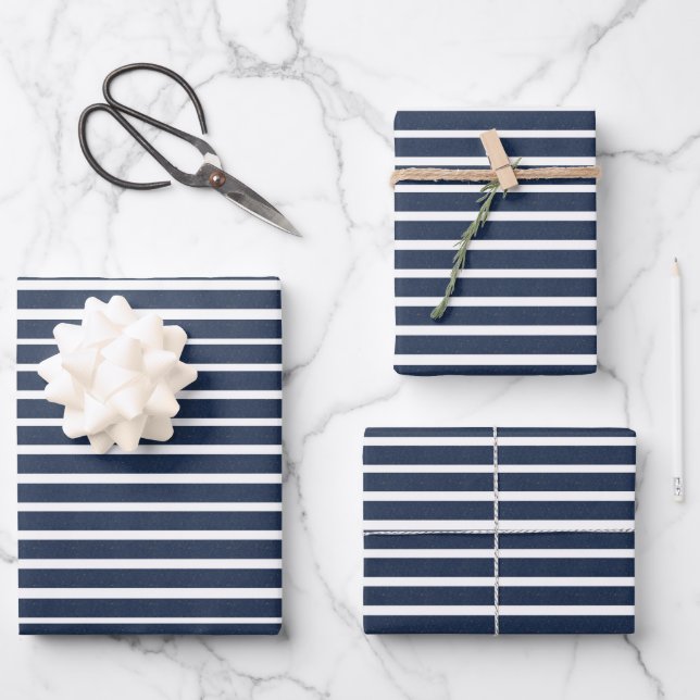 Feuille De Papier Cadeau Bleu bleu marine (Recto)