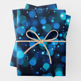 Feuille De Papier Cadeau Bleu brillant Bokeh Abstrait