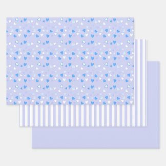 Feuille De Papier Cadeau Bleu Coeur mignon