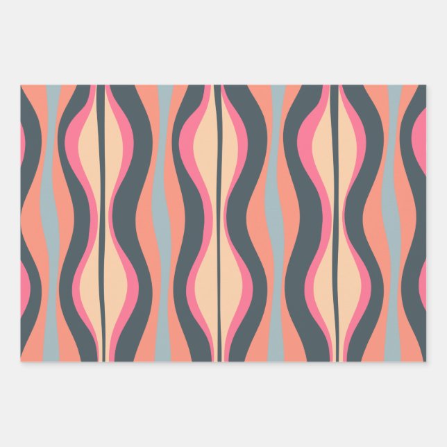 Feuille De Papier Cadeau Bleu d'abricot rose Motif (Devant)