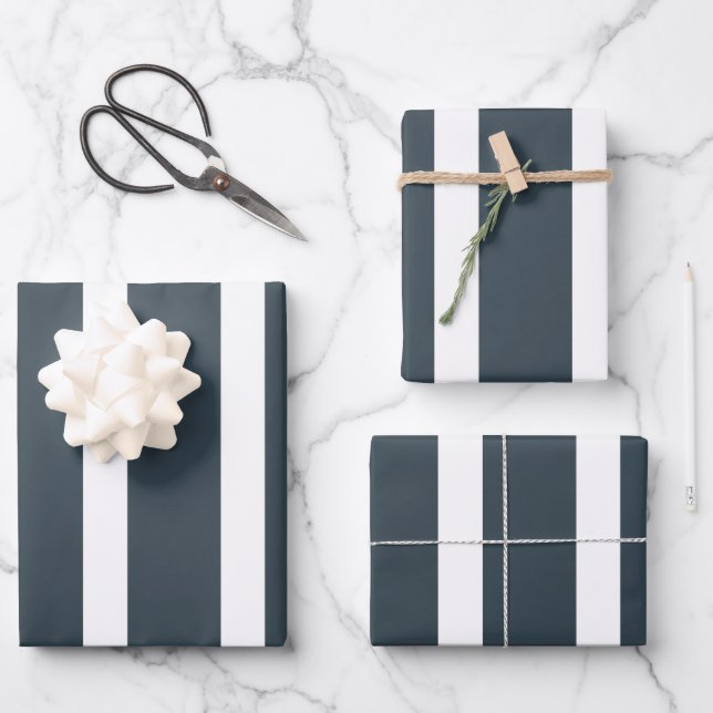Feuille De Papier Cadeau Bleu de la Marine (Recto)