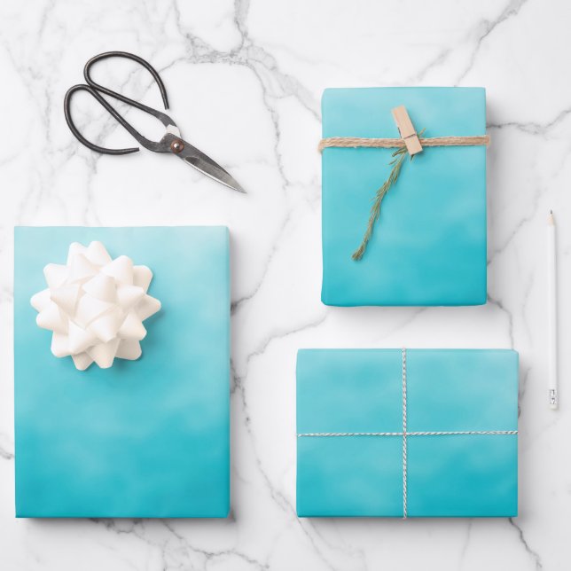 Feuille De Papier Cadeau Bleu de la piscine Turquoise (Recto)