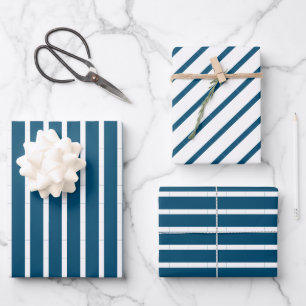 Feuille De Papier Cadeau Bleu et blanc de l'océan géométrique
