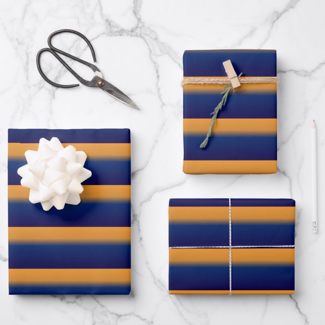 Feuille De Papier Cadeau Bleu et orange (Recto)