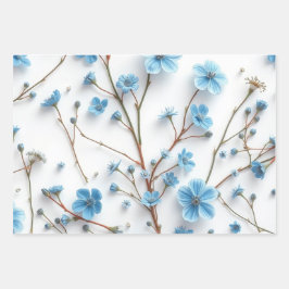 Feuille De Papier Cadeau Bleu Fleur sauvage Art