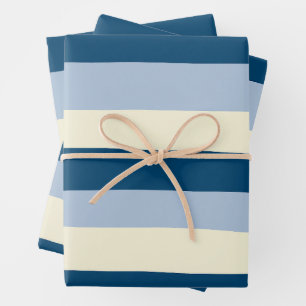 Feuille De Papier Cadeau Bleu foncé, Bleu clair et Crème
