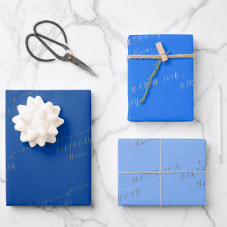 Feuille De Papier Cadeau Bleu Joyeux Anniversaire