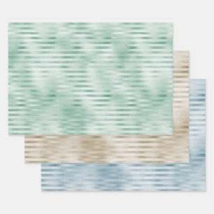 Feuille De Papier Cadeau Bleu Mint Champagne Gold Stripes