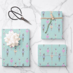 Feuille De Papier Cadeau Bleu Moderne Artistique Piscine