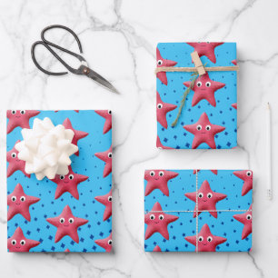 Feuille De Papier Cadeau Bleu Océan Bleu d'écrevisse rose
