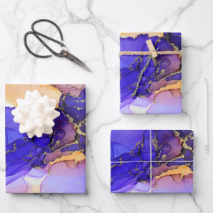 Feuille De Papier Cadeau Bleu orange violet Abstrait