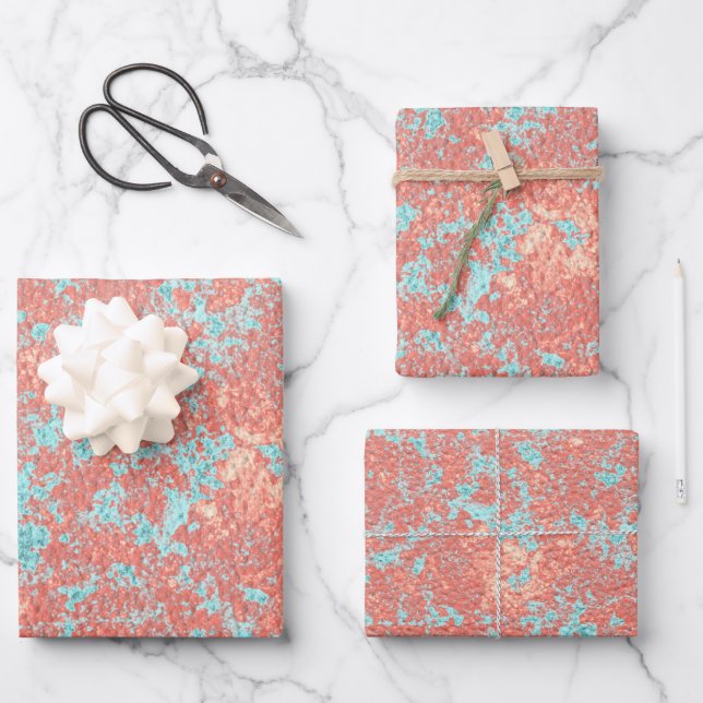 Feuille De Papier Cadeau bleu rose enveloppant (Recto)