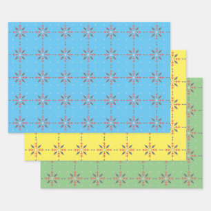 Feuille De Papier Cadeau Bleu, vert, jaune, lumineux