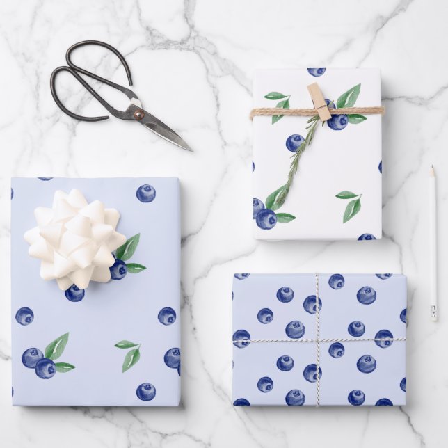 Feuille De Papier Cadeau Bleueberry doux anniversaire (Recto)