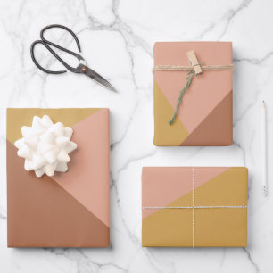 Feuille De Papier Cadeau Bloc de couleur géométrique moderne en terre cuite
