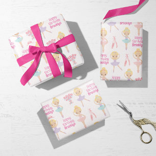 Feuille De Papier Cadeau Blonde Ballerina Personnalisé