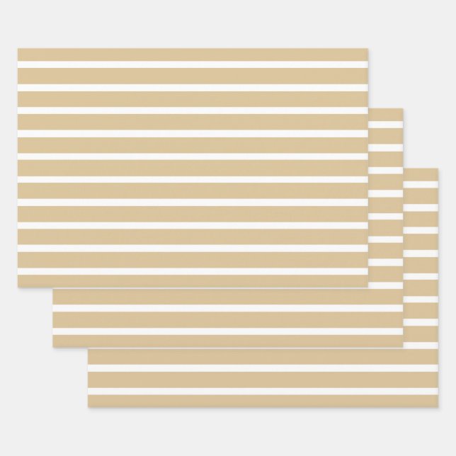 Feuille De Papier Cadeau Blonde bandes neutres (Lot)