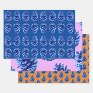 Feuille De Papier Cadeau Blue Pinecone Artsy Wrapping Craft Paper