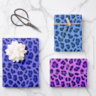 Feuille De Papier Cadeau Blue Pink Lavender Leopard Animal Skin Pattern