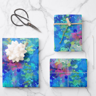 Feuille De Papier Cadeau Blue Teal Purple Watercolor Abstraction