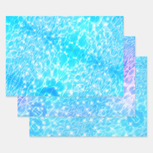 Feuille De Papier Cadeau Blue Water ondule texture de l'eau cool moderne ch
