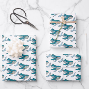 Feuille De Papier Cadeau Blue Whale Ocean Motif pour enfants