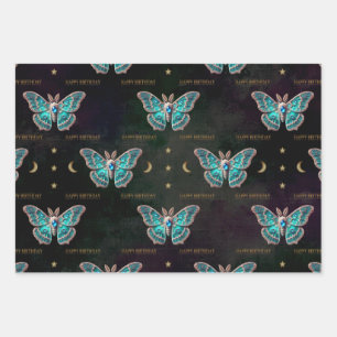 Feuille De Papier Cadeau Blue Zircon Décembre Birthstone Moth Anniversaire