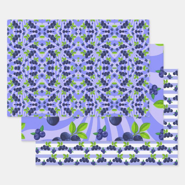 Feuille De Papier Cadeau Blueberries Toutes les occasions (Lot)