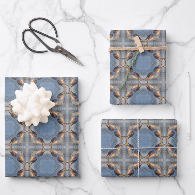 Feuille De Papier Cadeau Bluebird Nature Kaleidoscope Abstrait (Recto)