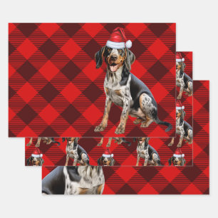 Feuille De Papier Cadeau Bluetick Coonhound Chien vacances Jeu de Noël