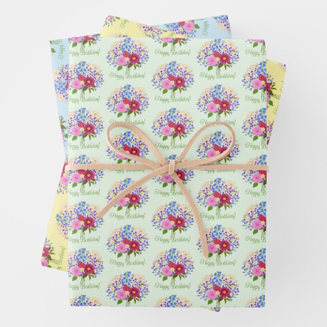 Feuille De Papier Cadeau Blumenstrauss Wrapping Paper Sheets (En situation)
