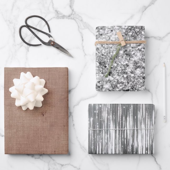 Feuille De Papier Cadeau Blush Faux Linen (look lin) Parties scintillant en (Recto)