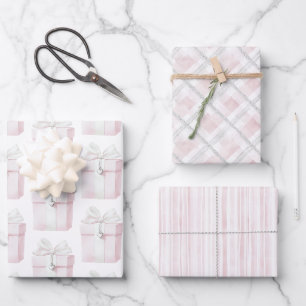 Feuille De Papier Cadeau Blush Pink Bow Cadeau Coeur Charme Anniversaire