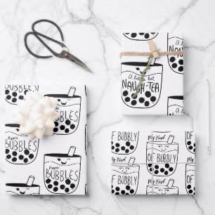 Feuille De Papier Cadeau Boba Bubble Tea Naughty Bachelorette